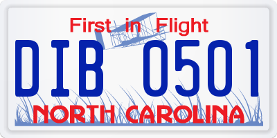 NC license plate DIB0501