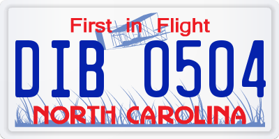 NC license plate DIB0504