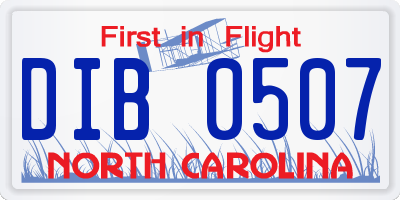 NC license plate DIB0507