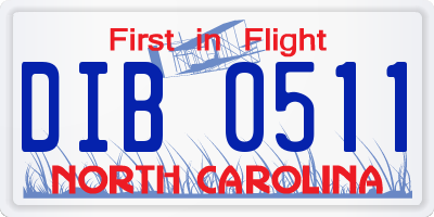 NC license plate DIB0511