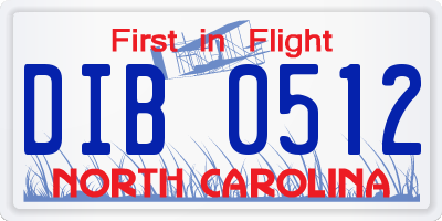 NC license plate DIB0512