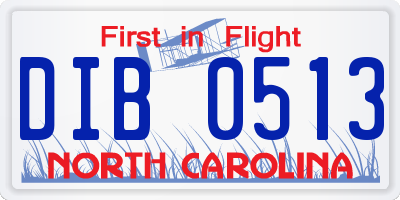 NC license plate DIB0513