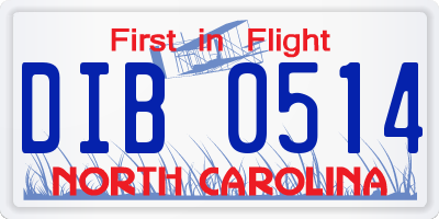 NC license plate DIB0514