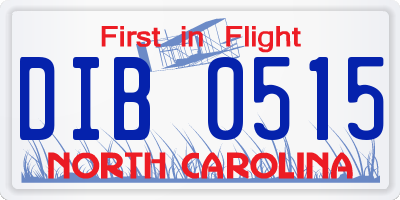 NC license plate DIB0515