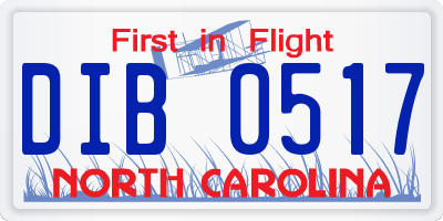 NC license plate DIB0517