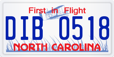 NC license plate DIB0518