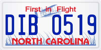NC license plate DIB0519