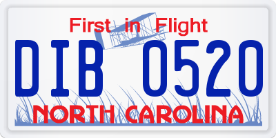 NC license plate DIB0520