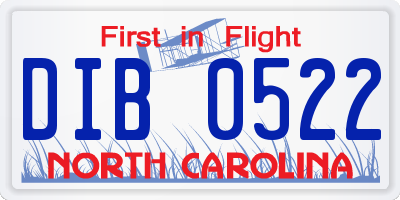 NC license plate DIB0522
