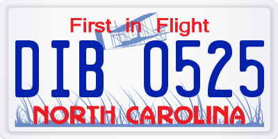NC license plate DIB0525