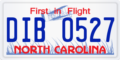 NC license plate DIB0527