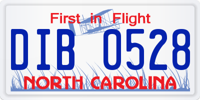 NC license plate DIB0528