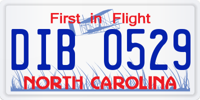 NC license plate DIB0529