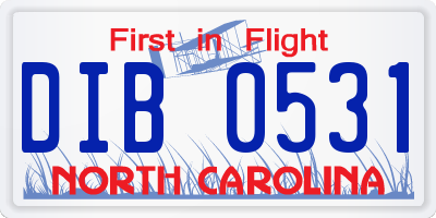 NC license plate DIB0531