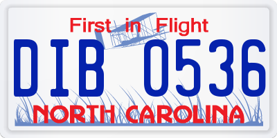 NC license plate DIB0536