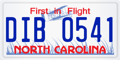 NC license plate DIB0541