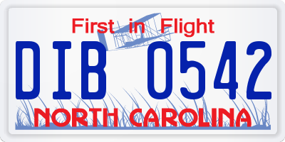 NC license plate DIB0542