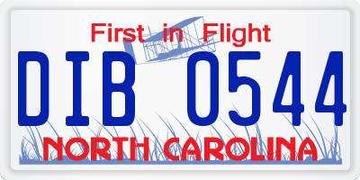 NC license plate DIB0544