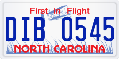 NC license plate DIB0545