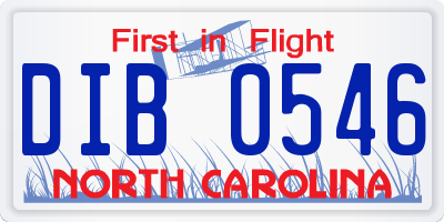 NC license plate DIB0546