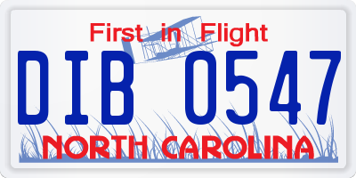 NC license plate DIB0547