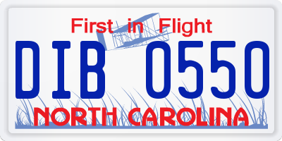 NC license plate DIB0550