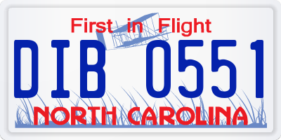 NC license plate DIB0551