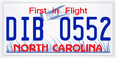 NC license plate DIB0552