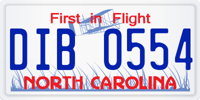 NC license plate DIB0554