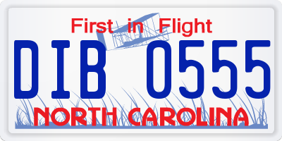 NC license plate DIB0555
