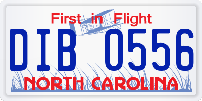 NC license plate DIB0556