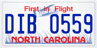 NC license plate DIB0559