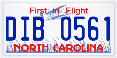 NC license plate DIB0561