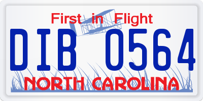 NC license plate DIB0564
