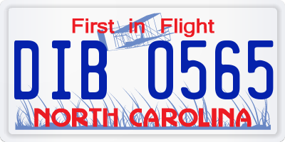 NC license plate DIB0565