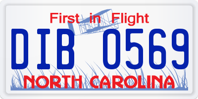 NC license plate DIB0569