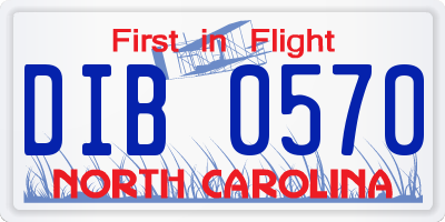 NC license plate DIB0570