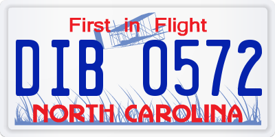 NC license plate DIB0572