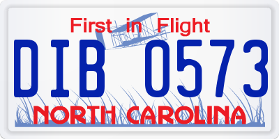 NC license plate DIB0573