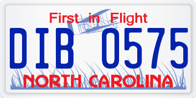NC license plate DIB0575