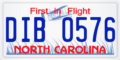 NC license plate DIB0576