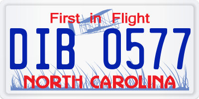 NC license plate DIB0577
