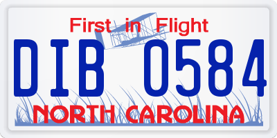 NC license plate DIB0584