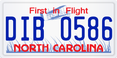 NC license plate DIB0586