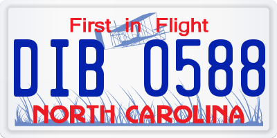 NC license plate DIB0588