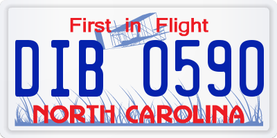 NC license plate DIB0590