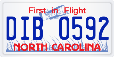 NC license plate DIB0592