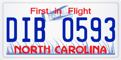 NC license plate DIB0593