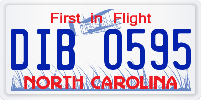 NC license plate DIB0595