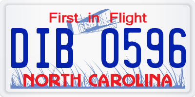 NC license plate DIB0596